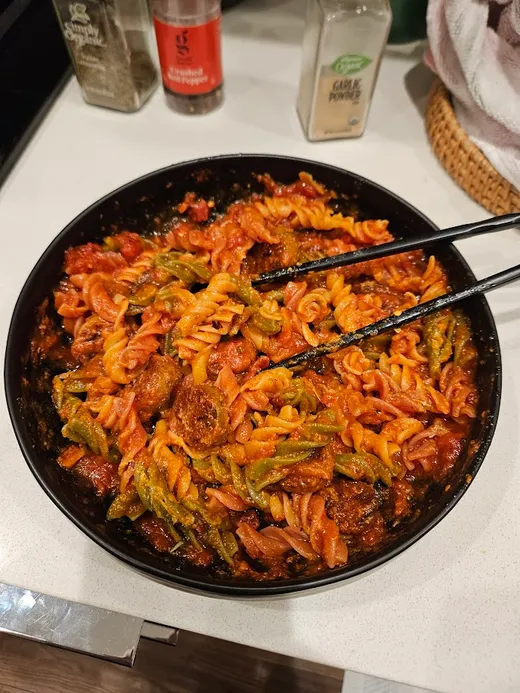 Pasta with Vegan Sausage