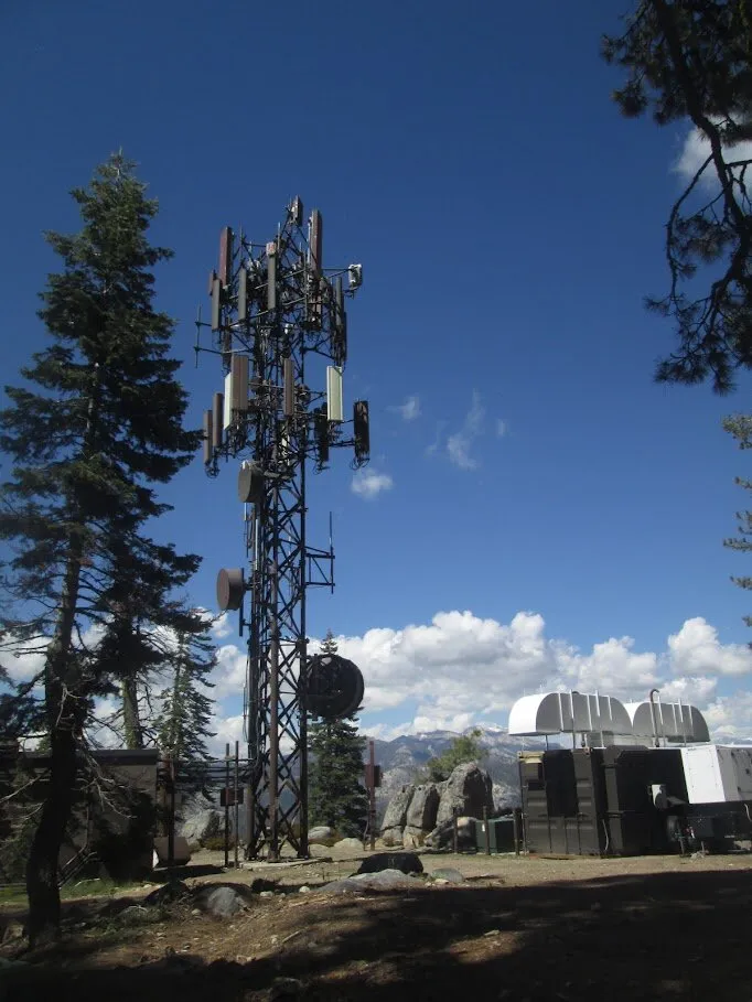 5G tower on a mountain, powered by gas generators