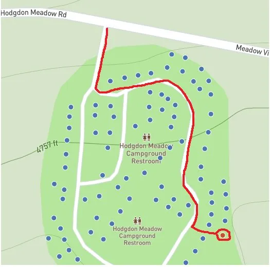 Map of Hodgdon Meadow Campground